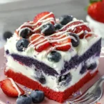 No Bake Summer Berry Lasagna Amazing Party Dessert 5 No Bake Summer Berry Lasagna with strawberries, blueberries, whipped cream, and red velvet crust