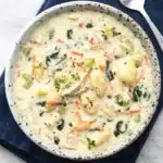 Creamy Olive Garden Chicken Gnocchi Soup with chicken, spinach, carrots, and soft gnocchi