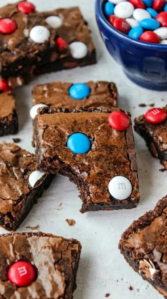 4th of July Brownies Easy Amazing Party Dessert 10 Patriotic 4th of July Brownies with colorful candy topping