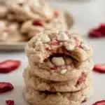 Strawberries and Cream Cookies Easy Amazing Treat 7 Stacked Strawberries and Cream Cookies with white chocolate chips and chewy centers
