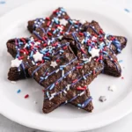 Star-Spangled Brownies with red white blue sprinkles
