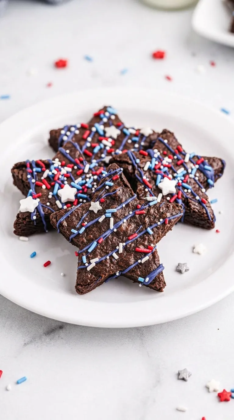 Star-Spangled Brownies with red white blue sprinkles