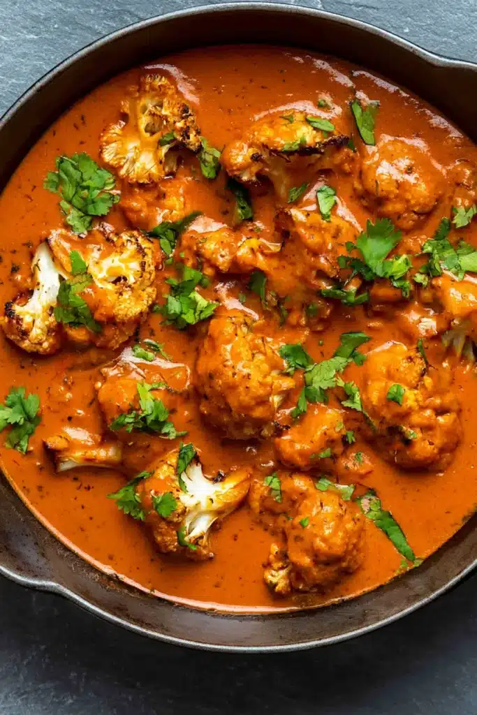 Butter Cauliflower Recipe | Amazing Creamy Dinner 5 Butter Cauliflower simmering in creamy tomato sauce with fresh cilantro