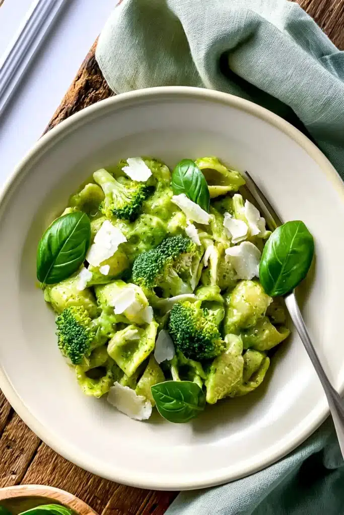 Broccoli Pasta Recipe | Amazing Easy Weeknight Dinner 8 Broccoli Pasta topped with parmesan, basil, and broccoli florets