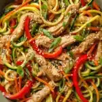 Chicken Zucchini Noodle Easy Amazing Healthy Dinner 5 Chicken Zucchini Noodle stir fry with tender chicken and fresh vegetables