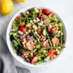 Chopped Asparagus Salad Easy Amazing Spring Lunch Recipe 9 Chopped asparagus salad with chickpeas, feta, tomatoes, cucumbers, and olives