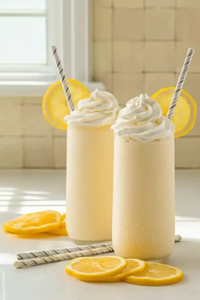 Copycat Chick-fil-A Frosted Lemonade Easy Amazing Treat 4 Copycat Chick-fil-A Frosted Lemonade with lemonade, vanilla ice cream, and fresh lemons