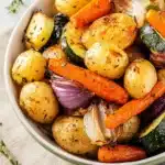 Garlic Herb Roasted Potatoes: Amazing Easy Dinner Side 7 Garlic Herb Roasted Potatoes with carrots zucchini and red onions