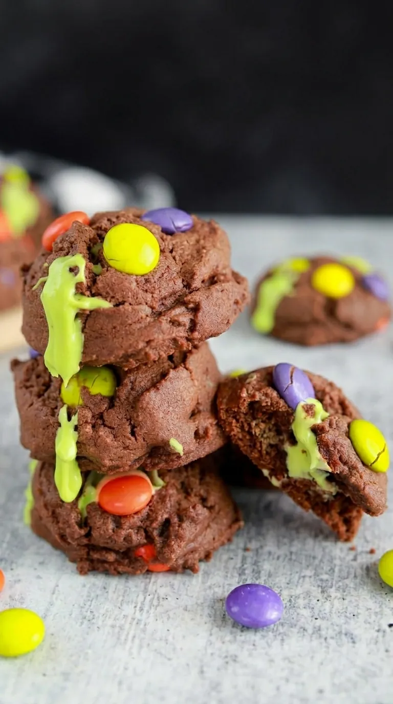 Hocus Pocus Halloween Cookies with gooey green frosting and candy