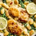 Lemon Parm Chicken Recipe | Amazing Easy One Pan Dinner 7 Creamy Lemon Parm Chicken with gnocchi, spinach, and lemon slices