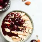 Oats with Cherry Chia Easy Amazing Breakfast Recipe 7 Oats with Cherry Chia topped with cherry jam, almond butter, and fresh cherries