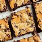 Peanut Butter Chocolate Chip Bars Recipe | Amazing Chewy Treat 5 Peanut Butter Chocolate Chip Bars with gooey chocolate and creamy peanut butter swirls