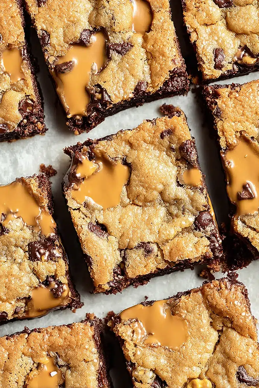 home 6 Peanut Butter Chocolate Chip Bars with gooey chocolate and creamy peanut butter swirls