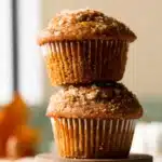 Simply Pumpkin Muffins Amazing Easy Fall Treat 7 Stacked Simply Pumpkin Muffins with coarse sugar topping