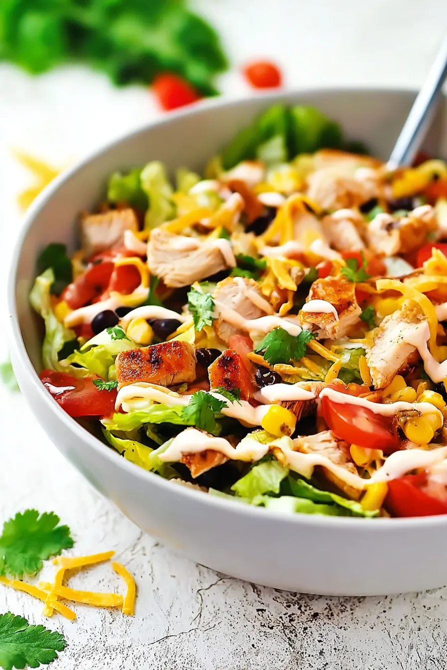 Tex-Mex Chicken Chopped Salad with chicken, corn, beans and creamy dressing