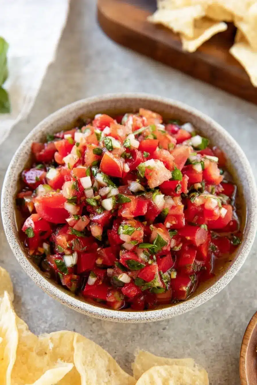 Trader Joe’s Bruschetta Sauce copycat with tomatoes, basil, and garlic