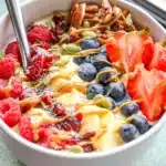 Vegan Greek Yogurt Superfood Bowl Amazing Easy Recipe 9 Vegan Greek Yogurt Superfood Bowl with berries, seeds, nuts, and almond butter