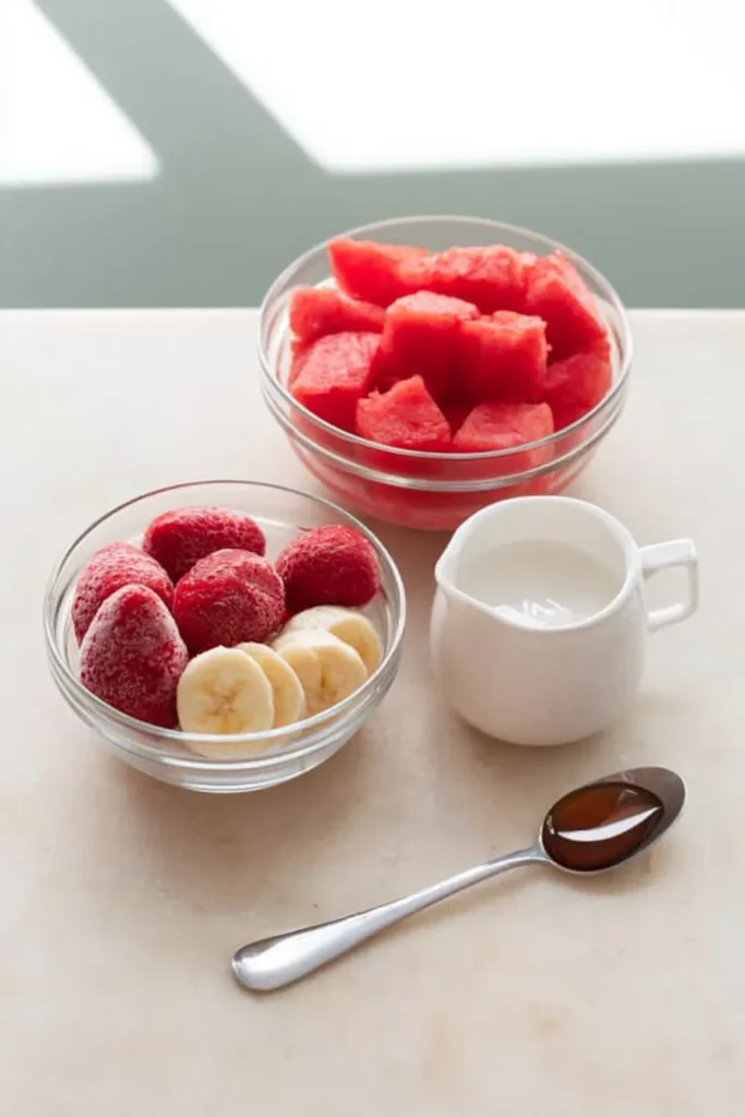 Watermelon Smoothie Recipe | Amazing Easy Summer Drink 6 Watermelon Smoothie Recipe ingredients with watermelon and strawberries