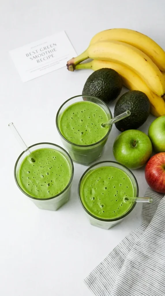 Best Green Smoothie Recipe | Amazing Creamy 5 Minute Breakfast 8 Best Green Smoothie Recipe close up showing a creamy texture
