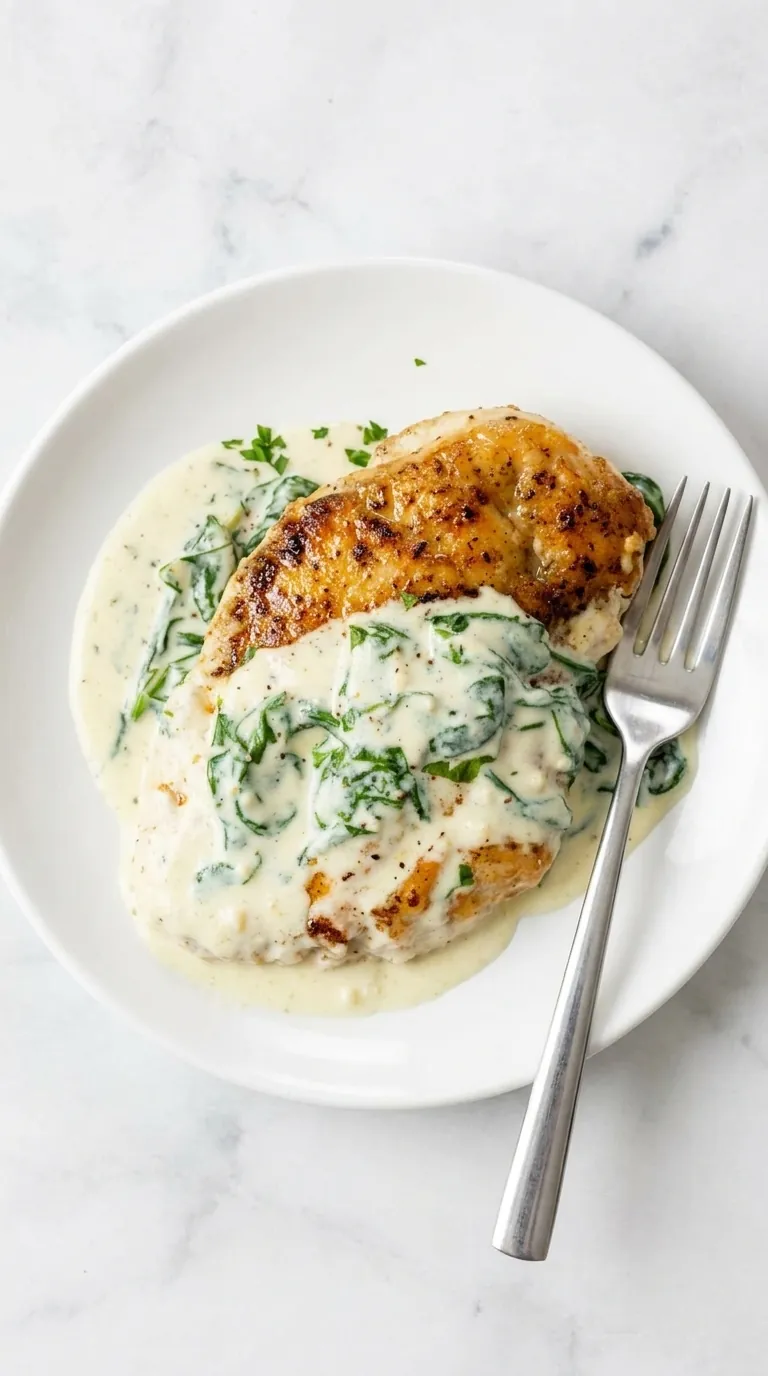 Creamy Chicken Florentine with spinach and garlic Parmesan sauce