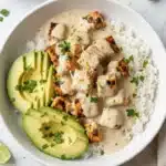 Coconut Chicken Rice Bowl | Amazing Easy 30 Minute Dinner 7 Creamy Coconut Chicken Rice Bowl with jasmine rice, avocado, and tender chicken
