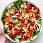Strawberry Salad | Amazing Homemade Balsamic Recipe 13 Fresh Strawberry Salad with goat cheese, almonds, greens, and balsamic vinaigrette