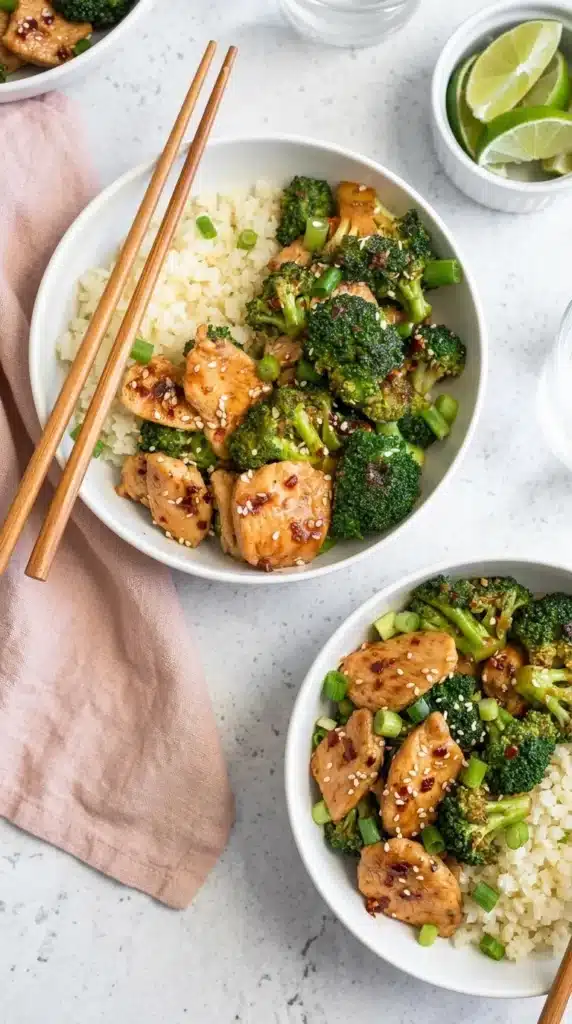 Healthy Chicken and Broccoli | Amazing Easy 30 Minute Meal 7 Healthy Chicken and Broccoli ingredients arranged on a stone countertop
