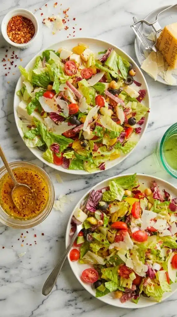 Italian Chopped Salad served with homemade Italian dressing and Parmesan