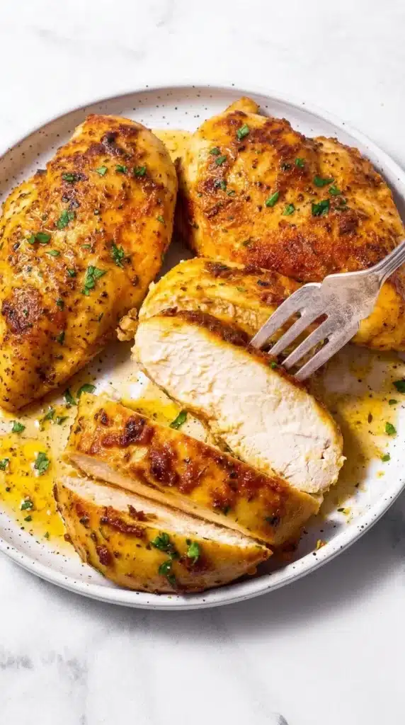 Oven Baked Chicken Breast | Amazing Easy Juicy Recipe 7 Juicy sliced Oven Baked Chicken Breast showing a tender white interior