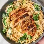 Low Calorie Chicken Alfredo | Amazing Easy Creamy Recipe 9 Low Calorie Chicken Alfredo with grilled chicken, broccoli, and creamy pasta
