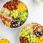 Vegan Tempeh Burrito Bowls | Amazing Easy Lunch Recipe 9 Vegan Tempeh Burrito Bowl with rice, black beans, corn, avocado, and smoky tempeh