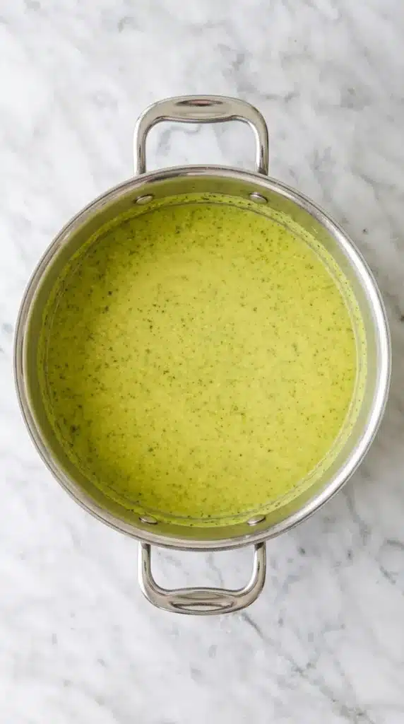 Zucchini Soup : Easy Recipe for a Happy, Cozy Meal 9 Creamy Zucchini Soup blended until smooth in a cream Dutch oven