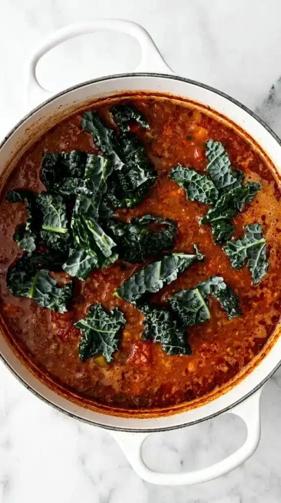 Mediterranean Lentil Soup Recipe : Easy, Happy Comfort 14 Mediterranean Lentil Soup with fresh kale and lemon added to the pot