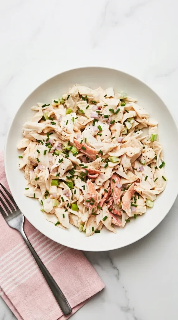 Creamy Crab Salad served with seeded crackers and crisp lettuce for an easy lunch.