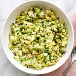 Avocado Egg Salad with hard boiled eggs, red onion, chives, parsley, and creamy avocado