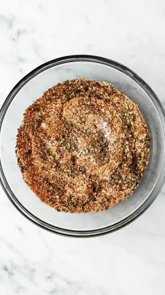 Seasoning blend for Crispy Baked Chicken Thighs with paprika, garlic and dried herbs