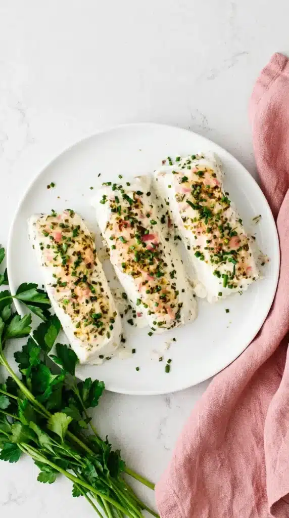 Easy Baked Halibut Recipe : Terrific Fresh Seafood Dinner 9 Easy Baked Halibut with creamy lemon herb crust and fresh chives