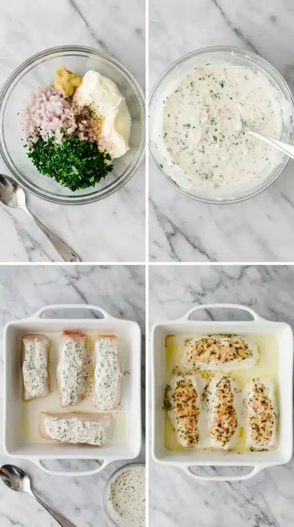 Easy Baked Halibut Recipe : Terrific Fresh Seafood Dinner 8 Easy Baked Halibut preparation with creamy herb topping and baked fish