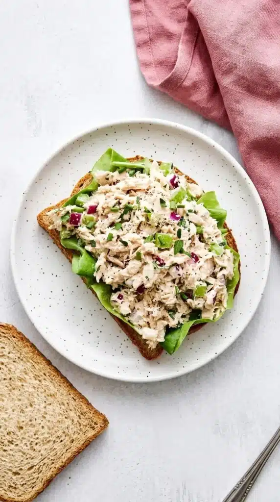 Tuna Salad Recipe : Creamy, Fresh, and Ready in 15 Minutes 10 Tuna Salad sandwich with lettuce, celery, red onion, fresh herbs, and whole-grain toast