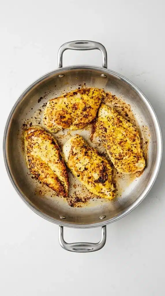 Lemon Pepper Chicken Recipe : Quick, Amazing 15-Minute Dinner 8 Lemon Pepper Chicken searing in a skillet until golden and lightly crisp