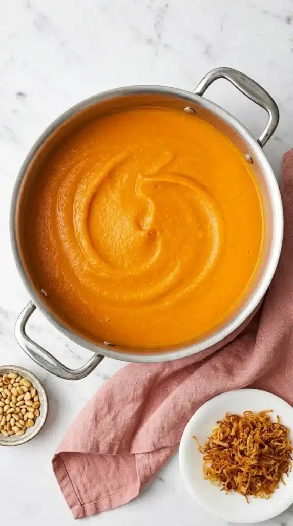 Carrot Ginger Soup : Easy, Vibrant Comfort Recipe 11 Smooth Carrot Ginger Soup blended until creamy and velvety in a Dutch oven