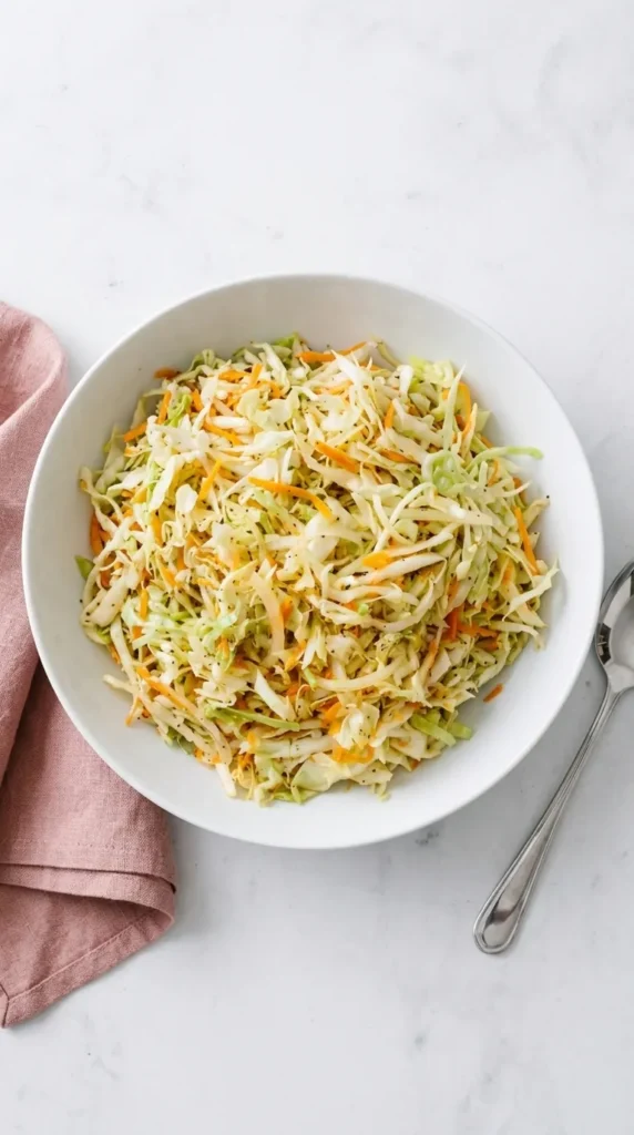 Vinegar Coleslaw (No Mayo) Recipe : Terrific Fresh Crunch 6 Vinegar Coleslaw (No Mayo) tossed with crisp cabbage, carrots, onion, and tangy dressing