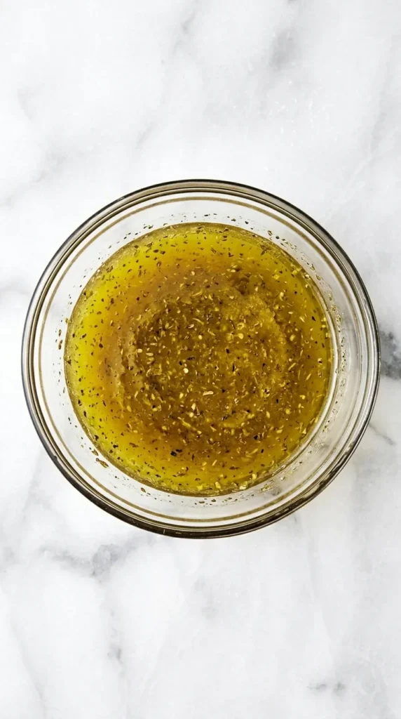 Italian Dressing recipe : Amazing Fresh Flavor in 5 Minutes 8 Whisking homemade Italian Dressing with olive oil, vinegar, garlic, Dijon mustard, and herbs