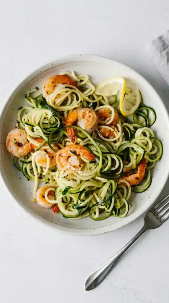 Zucchini Pasta with Lemon Garlic Shrimp : Amazing Recipe 6 Zucchini Pasta with Lemon Garlic Shrimp with zucchini noodles and fresh lemon
