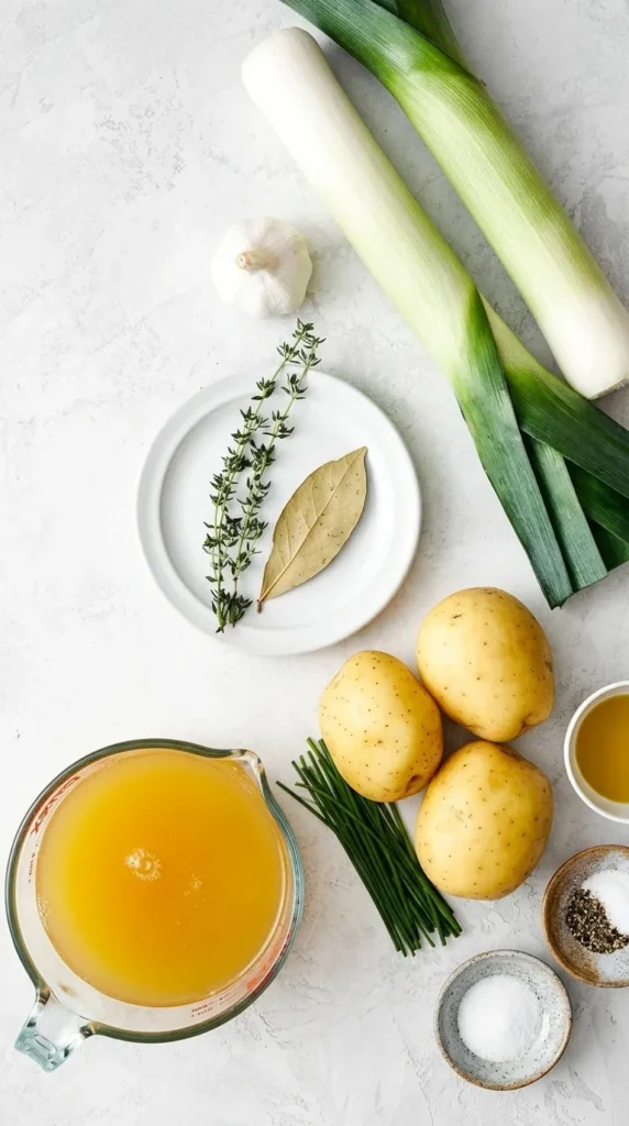 Potato Leek Soup : Amazing Cozy Recipe 6 Potato Leek Soup ingredients with Yukon Gold potatoes, fresh leeks, garlic, broth, and herbs