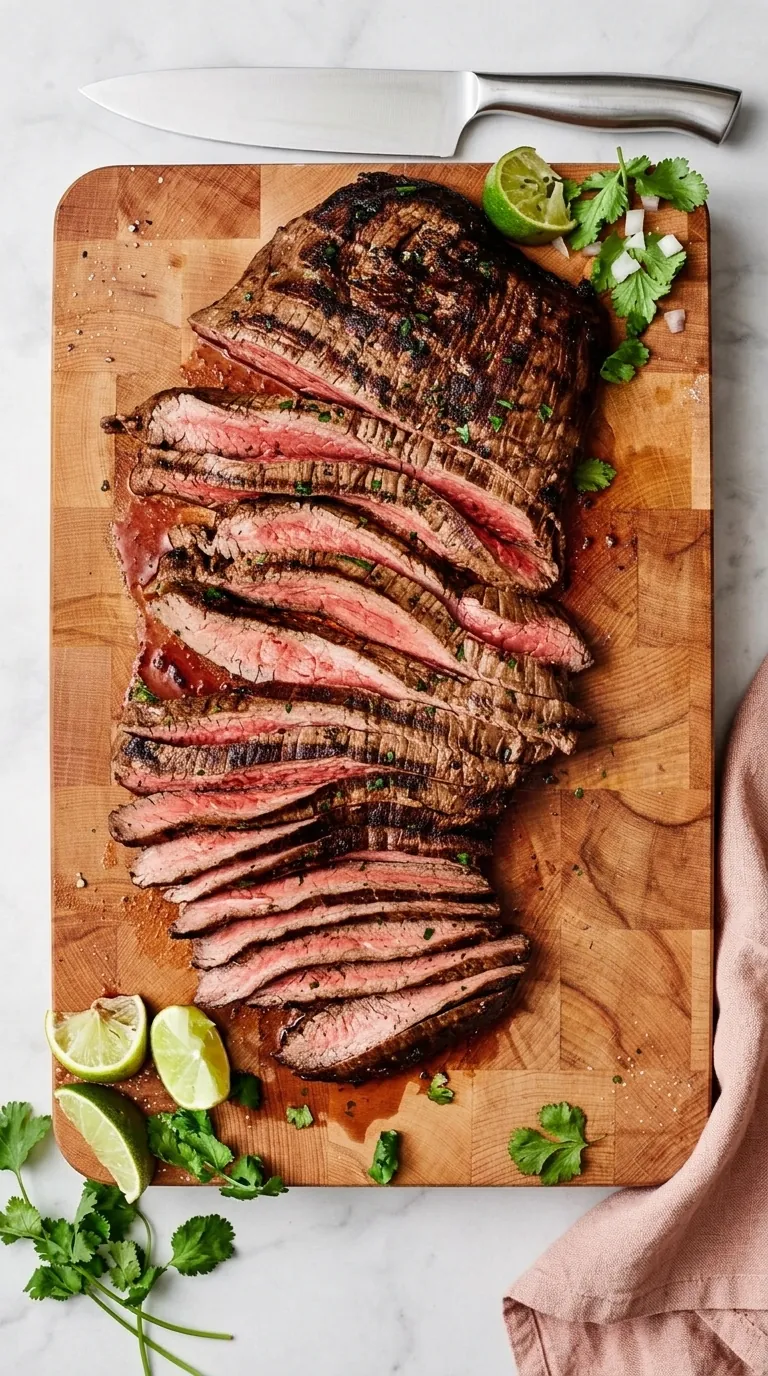 Juicy sliced Carne Asada steak with smoky char, lime, cilantro, avocado, and fresh toppings