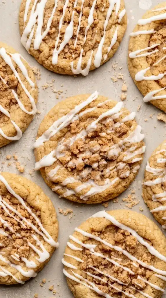Coffee Cake Cookies with cinnamon streusel and vanilla glaze