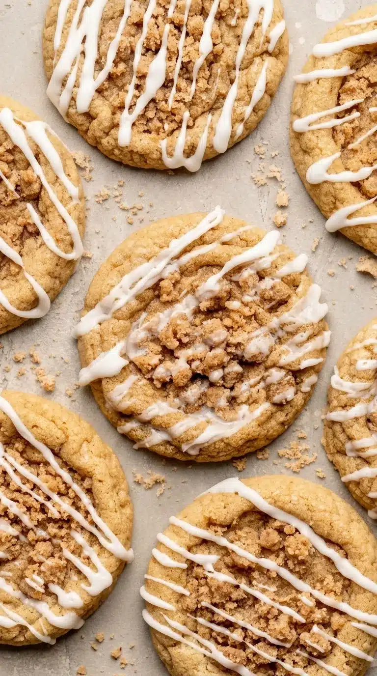 Coffee Cake Cookies with cinnamon streusel and vanilla glaze