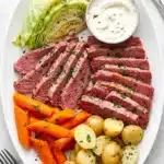 Corned Beef and Cabbage Recipe : Terrific Easy Dinner 11 Corned Beef and Cabbage with tender brisket, carrots, baby potatoes, cabbage, and creamy sauce