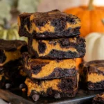 Easy Pumpkin Brownies with Pumpkin Cheesecake Swirl 7 Easy Pumpkin Brownies with fudgy chocolate layers and creamy pumpkin cheesecake swirl